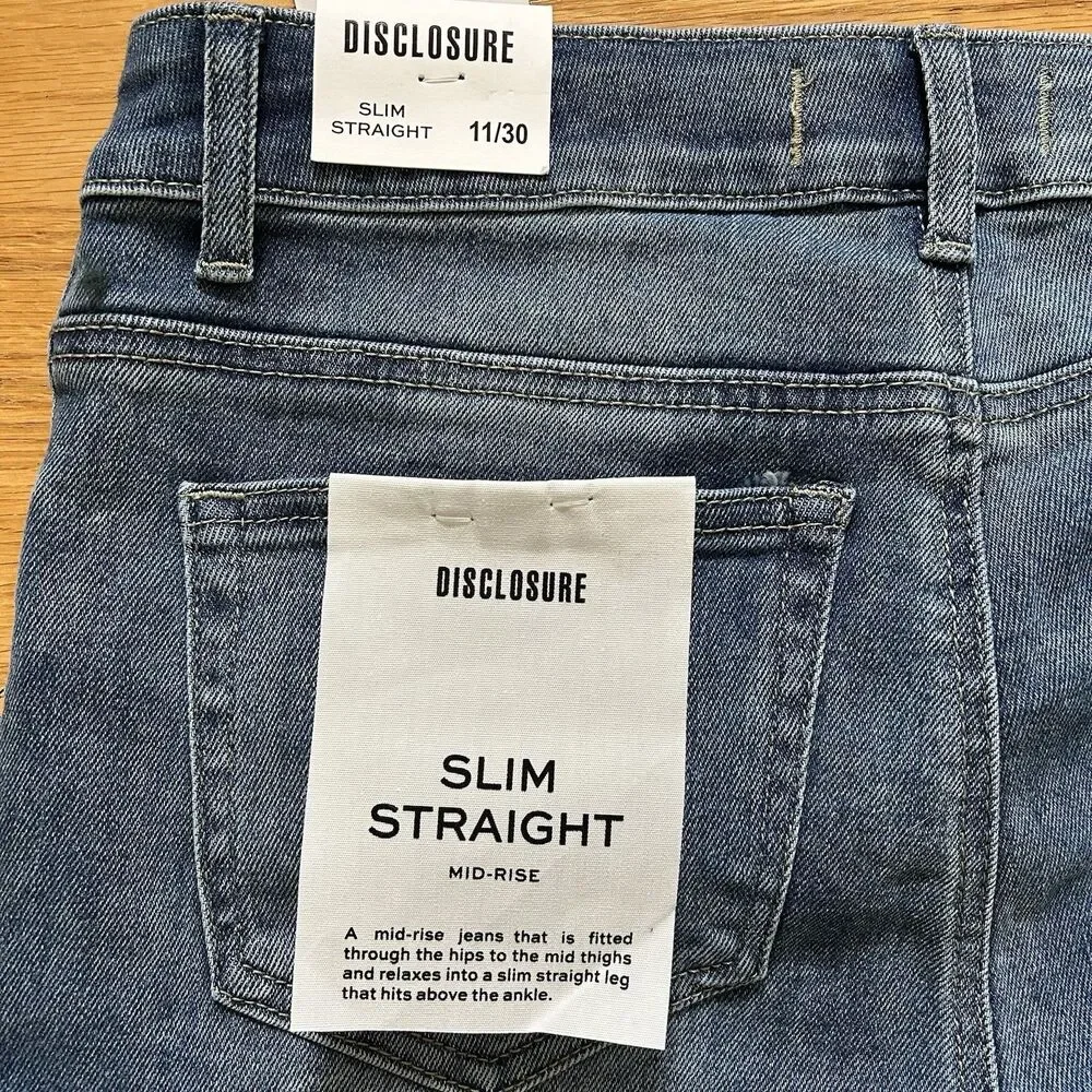 NWT Disclosure Slim Straight Jeans - Blue - 11/30 (DS9542)